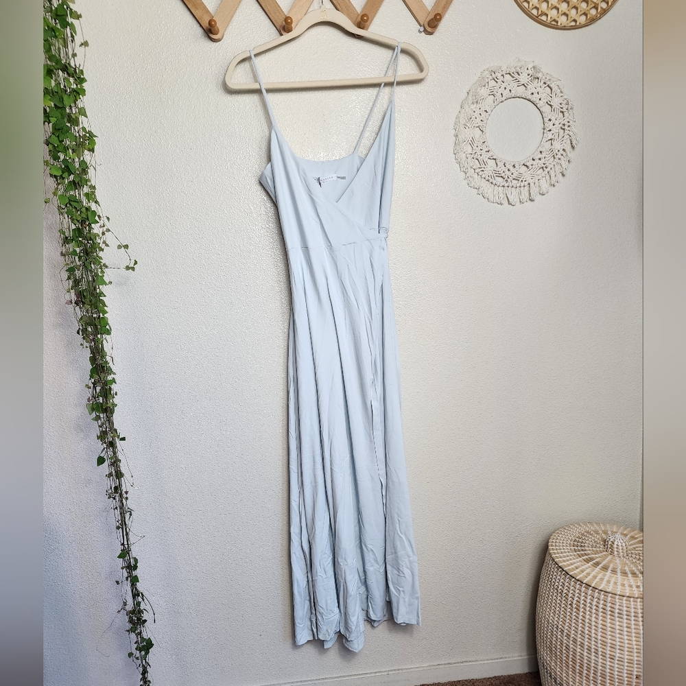 Susana Monaco V-Neck Wrap Midi Dress In Ice NWT Size XS